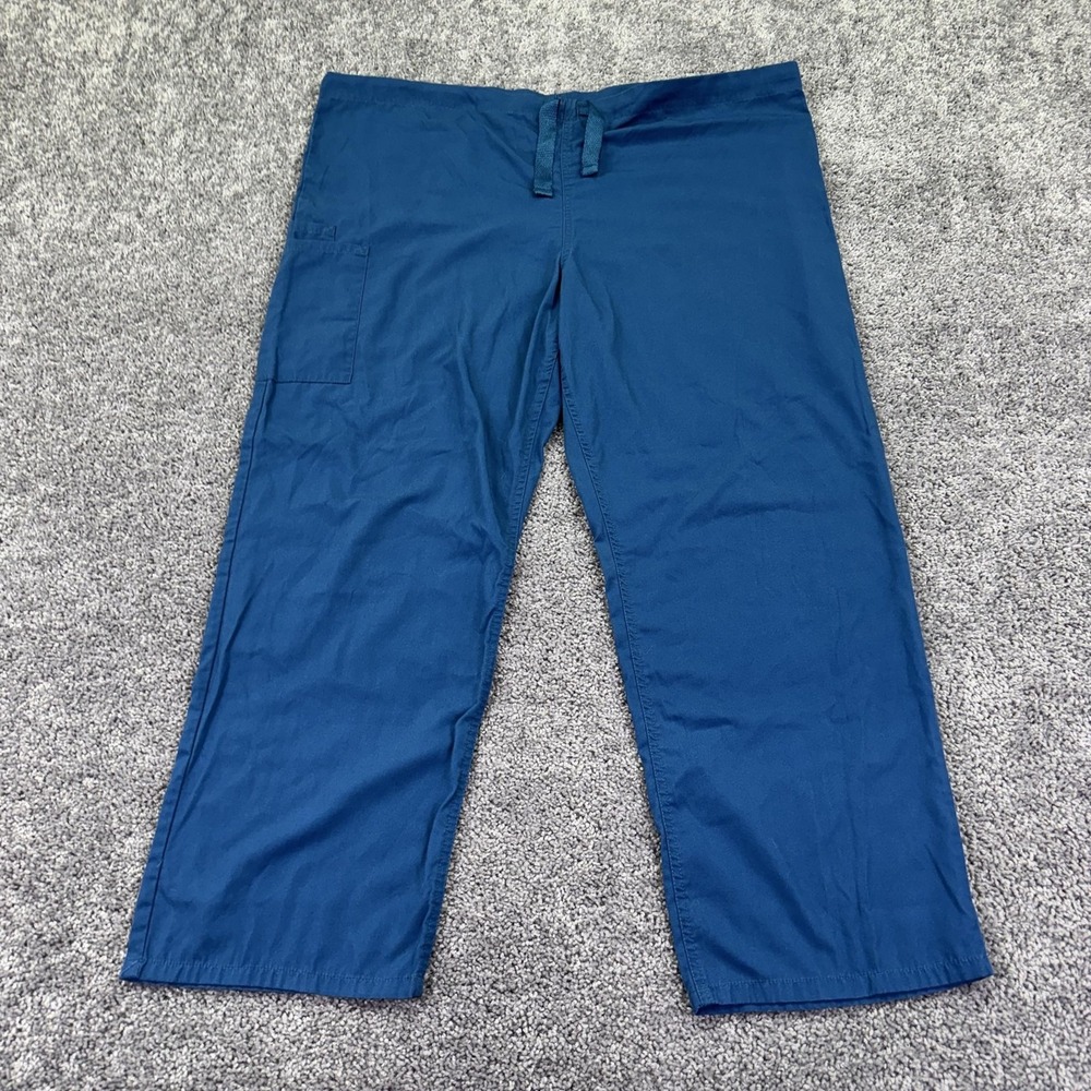 Cherokee Workwear Pants Mens XL Blue Cargo Drawstring Lightweight Scrub